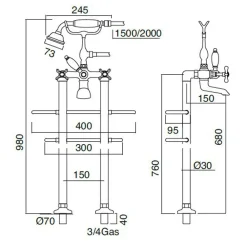 Viadurini Taps Badewannearmaturen-Klassischer Boden-Badewannenhahn aus Messing mit Handbrause - Fioretta