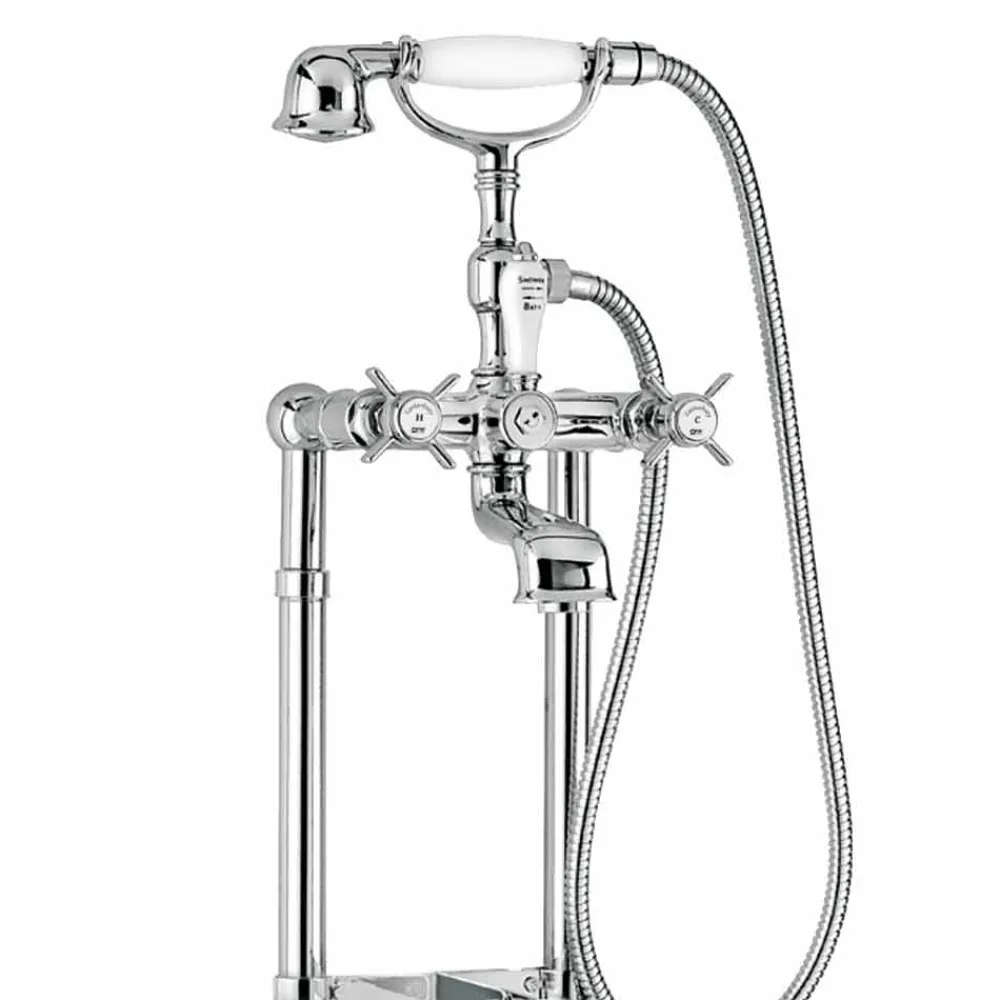 Viadurini Taps Badewannearmaturen-Klassischer Bodenmischer für Badewanne Made in Italy Messing - Omidio