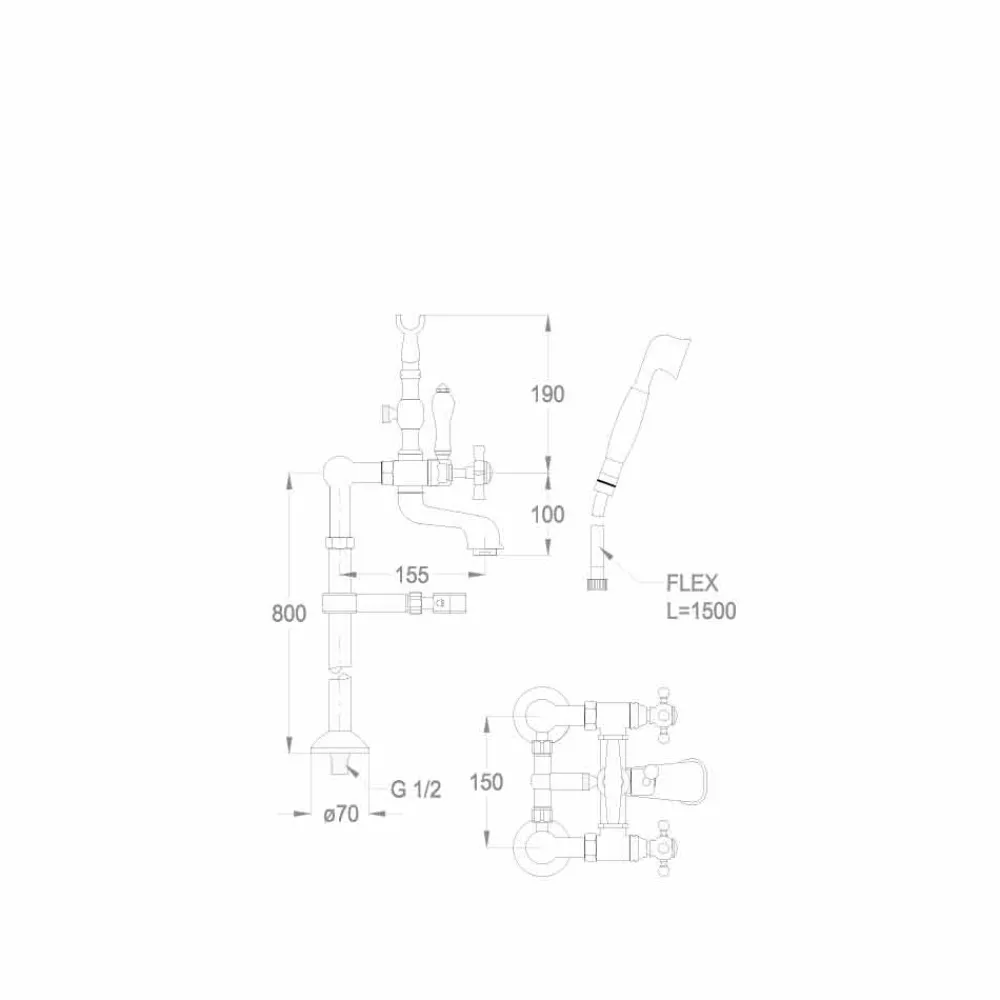 Viadurini Taps Badewannearmaturen-Klassischer Bodenmischer für Badewanne Made in Italy Messing - Omidio