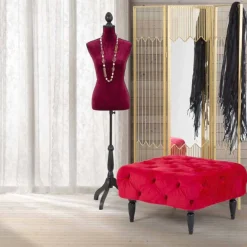 Viadurini Living Sitzsäcke|Sitzsäcke-Klassischer burgunderfarbener quadratischer Pouf aus MDF und Stoff - Halena