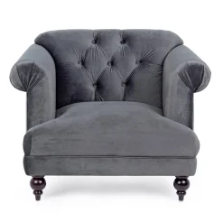 Viadurini Living Klassische Sessel-Klassischer Design-Sessel in Holz und Samtoptik in Grau oder Pink - Sanny