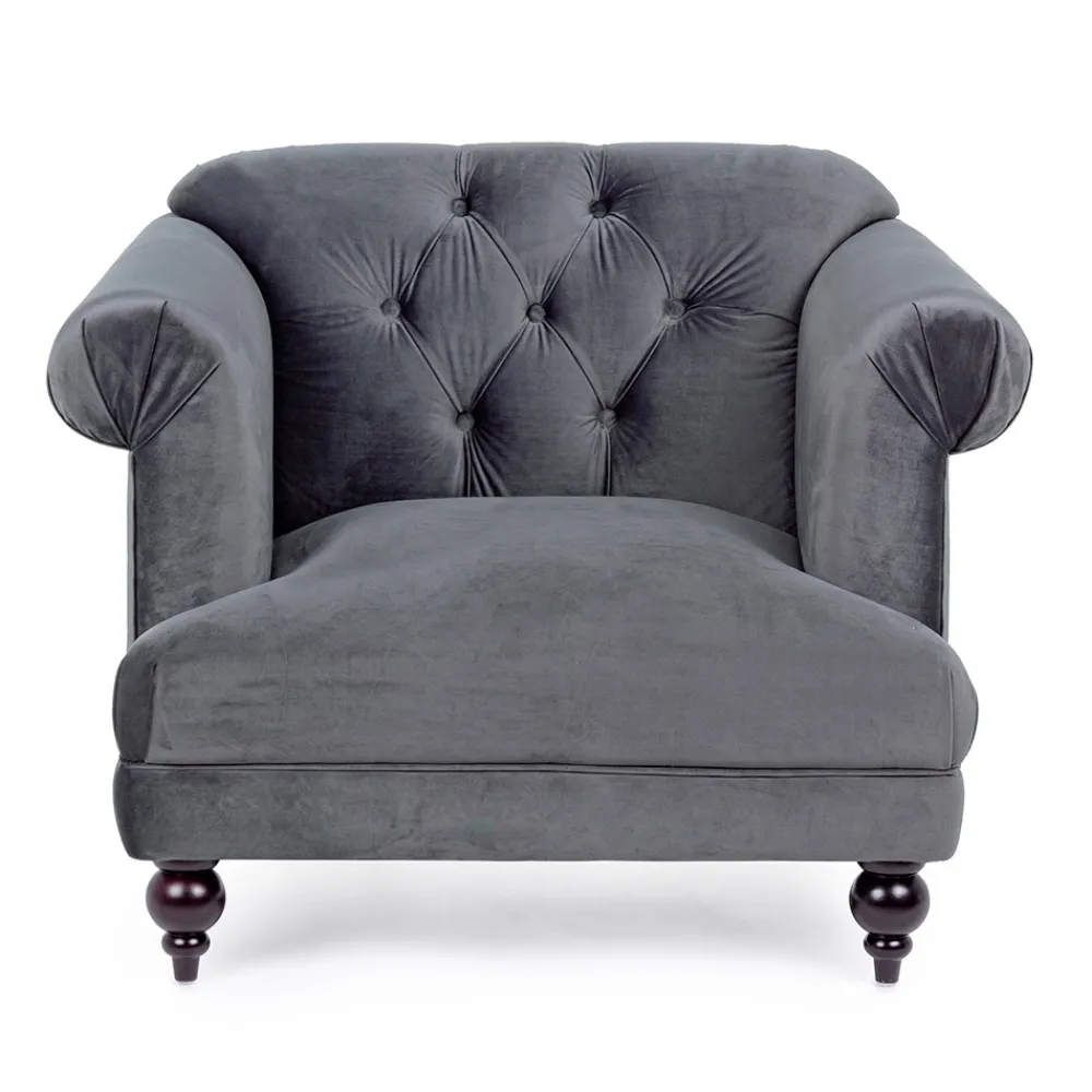 Viadurini Living Klassische Sessel-Klassischer Design-Sessel in Holz und Samtoptik in Grau oder Pink - Sanny