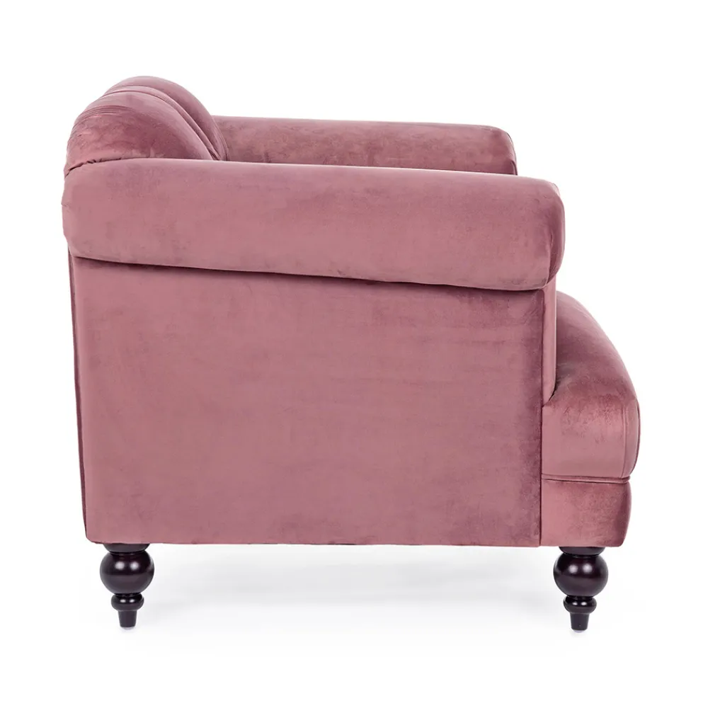 Viadurini Living Klassische Sessel-Klassischer Design-Sessel in Holz und Samtoptik in Grau oder Pink - Sanny