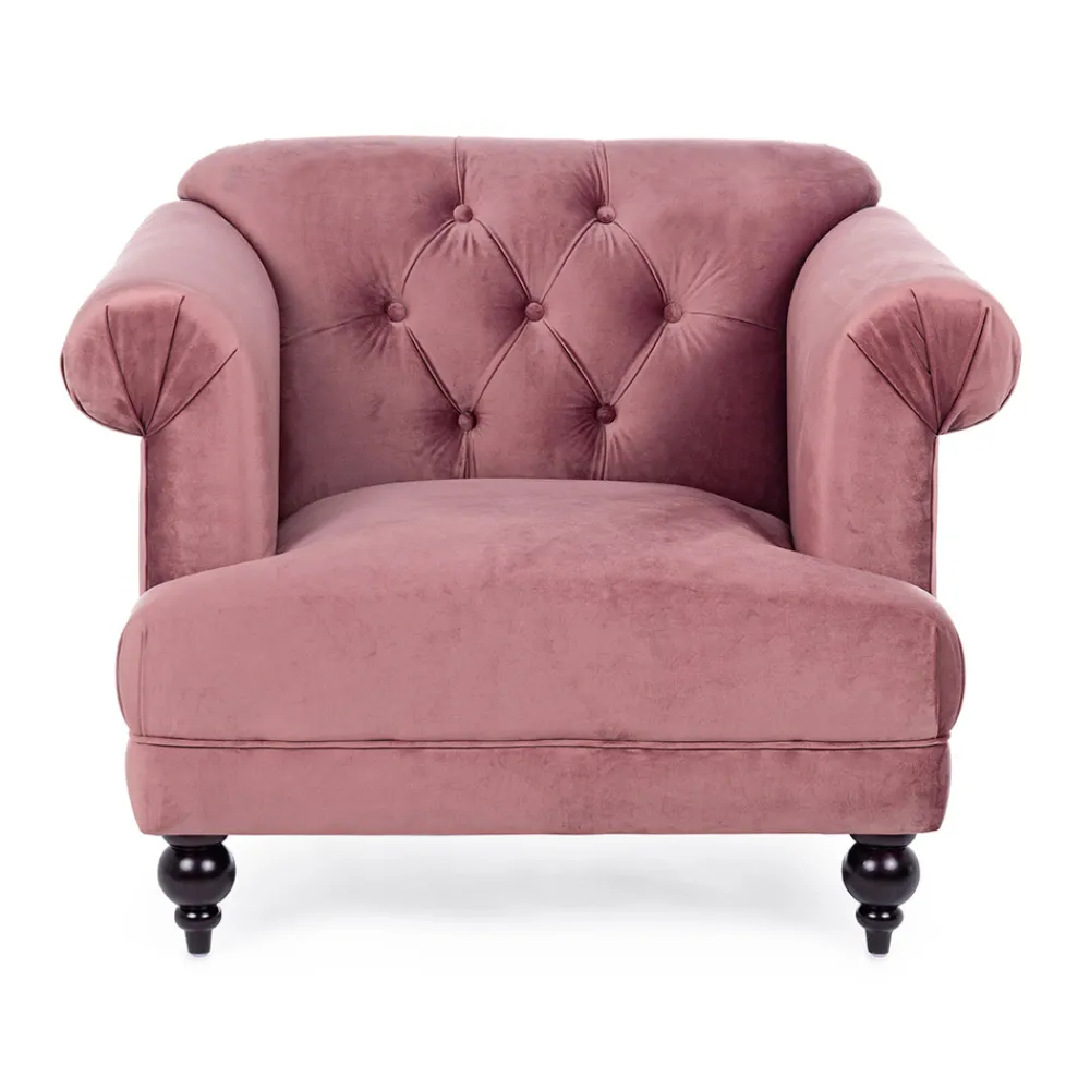 Viadurini Living Klassische Sessel-Klassischer Design-Sessel in Holz und Samtoptik in Grau oder Pink - Sanny