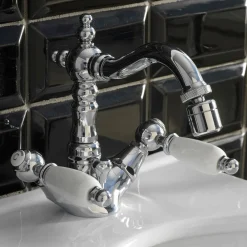 Viadurini Taps Bidetarmaturen-Klassischer Einloch-Bidethahn mit handgefertigten Messinghebeln - Noriana