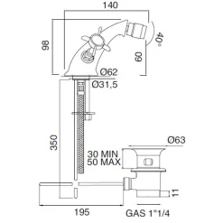 Viadurini Taps Bidetarmaturen-Klassischer Einloch-Wasserhahn aus Messing für Bidet und Butterfly-Griffe - Miriano