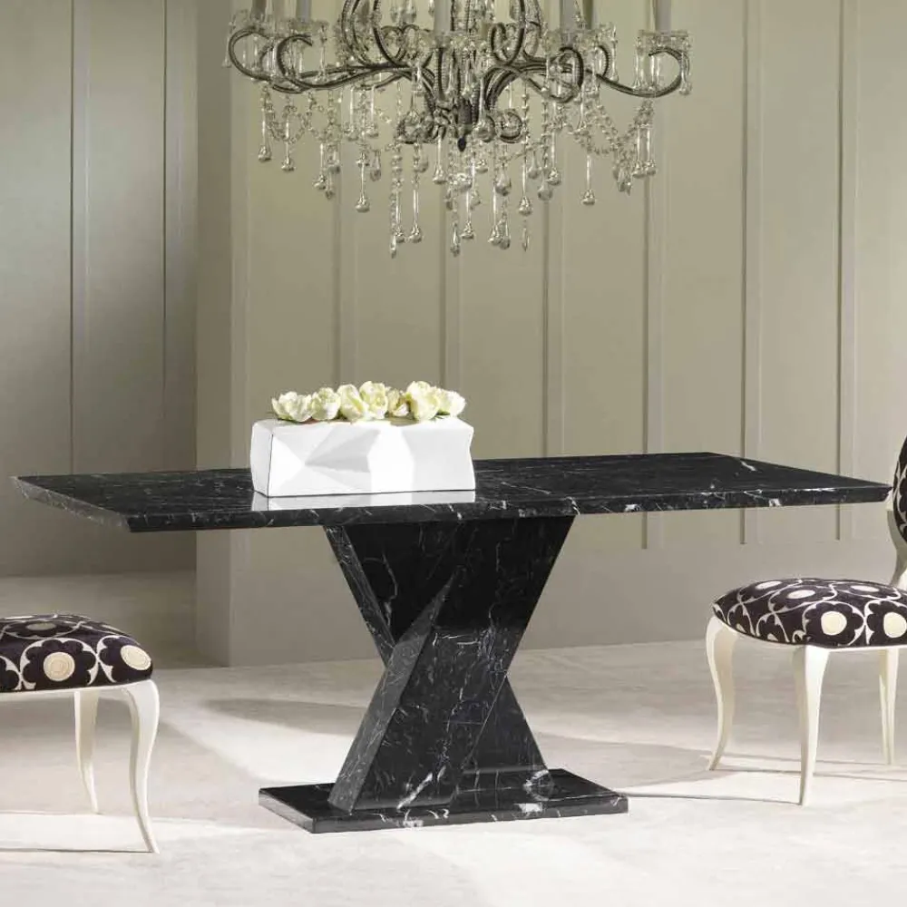 Viadurini Living Esstische Nach Mass|Esstische-Klassischer, fester Tisch aus Marmor mit geflechtem Sockel Byron