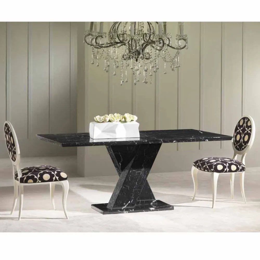 Viadurini Living Esstische Nach Mass|Esstische-Klassischer, fester Tisch aus Marmor mit geflechtem Sockel Byron