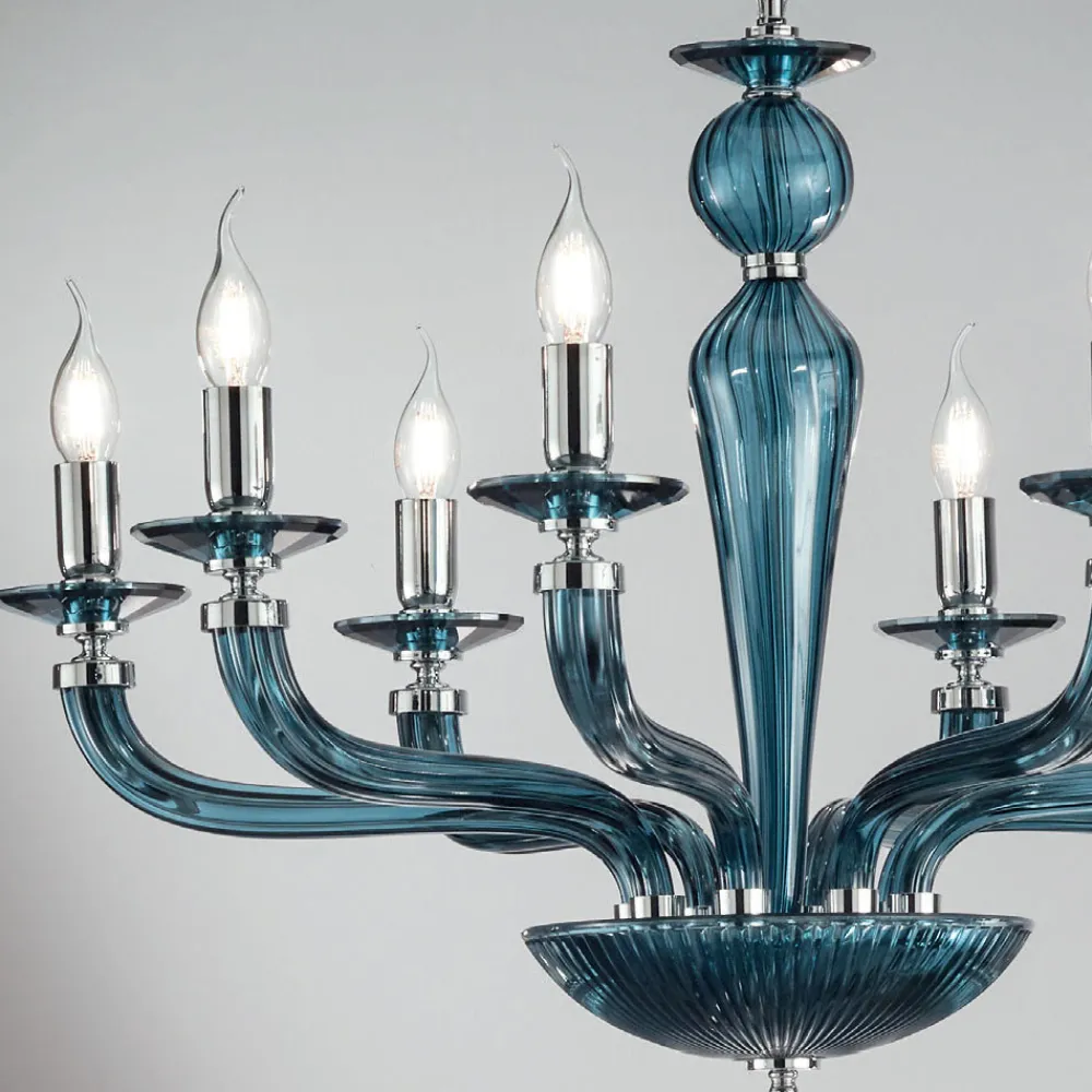 Viadurini Lighting Klassische Kronleuchter-Klassischer 8-flammiger handgefertigter Rigaton-Kronleuchter aus Glas und Metall - Fievole