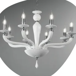 Viadurini Lighting Klassische Kronleuchter-Klassischer 8-flammiger handgefertigter Rigaton-Kronleuchter aus Glas und Metall - Fievole