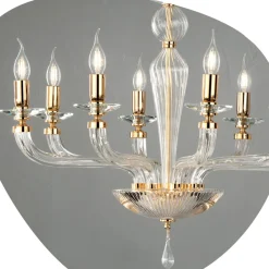 Viadurini Lighting Klassische Kronleuchter-Klassischer 8-flammiger handgefertigter Rigaton-Kronleuchter aus Glas und Metall - Fievole
