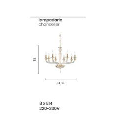 Viadurini Lighting Klassische Kronleuchter-Klassischer 8-flammiger handgefertigter Rigaton-Kronleuchter aus Glas und Metall - Fievole