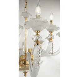 Viadurini Lighting Klassische Kronleuchter-Klassischer 6-flammiger Kronleuchter aus mundgeblasenem Glas mit floralen Details - Bluminda