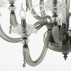 Viadurini Lighting Klassische Kronleuchter-Klassischer 6-flammiger Kronleuchter aus mundgeblasenem Glas mit floralen Details - Bluminda