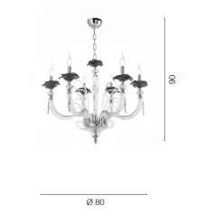 Viadurini Lighting Klassische Kronleuchter-Klassischer 6-flammiger Kronleuchter aus mundgeblasenem Glas mit floralen Details - Bluminda