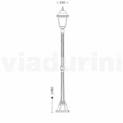 Viadurini Lighting Gartenlampion-Klassischer Gartenlaternenpfahl aus Aluminium, hergestellt in Italien, Aquilina