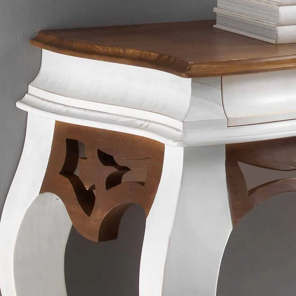 Viadurini Living Konsolentisch Flur-klassischer Konsolentisch in antiken weiß und nußbraun Creti