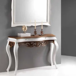 Viadurini Living Konsolentisch Flur-klassischer Konsolentisch in antiken weiß und nußbraun Creti