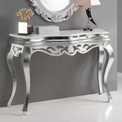 Viadurini Living Konsolentisch Flur-klassischer Konsolentisch mit 2 Schubladen in weiß und Silber Creti