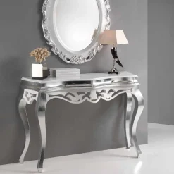 Viadurini Living Konsolentisch Flur-klassischer Konsolentisch mit 2 Schubladen in weiß und Silber Creti