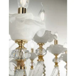 Viadurini Lighting Klassische Kronleuchter-Klassischer Kronleuchter 8 Lichter Geblasenes Glas Blumendetails - Bluminda