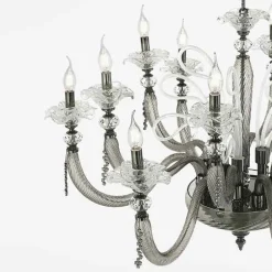 Viadurini Lighting Klassische Kronleuchter-Klassischer Kronleuchter 8 Lichter Geblasenes Glas Blumendetails - Bluminda