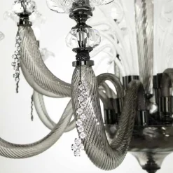 Viadurini Lighting Klassische Kronleuchter-Klassischer Kronleuchter 8 Lichter Geblasenes Glas Blumendetails - Bluminda