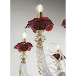 Viadurini Lighting Klassische Kronleuchter-Klassischer Kronleuchter 8 Lichter Geblasenes Glas Blumendetails - Bluminda