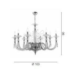 Viadurini Lighting Klassische Kronleuchter-Klassischer Kronleuchter 8 Lichter Geblasenes Glas Blumendetails - Bluminda