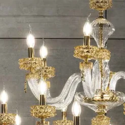 Viadurini Lighting Klassische Kronleuchter-Klassischer Kronleuchter 30 Lichter aus handgefertigtem italienischem Luxusglas - Saline