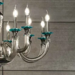 Viadurini Lighting Klassische Kronleuchter-Klassischer Kronleuchter 18 Lichter aus handgefertigtem Glas und Kristallen - Magrena