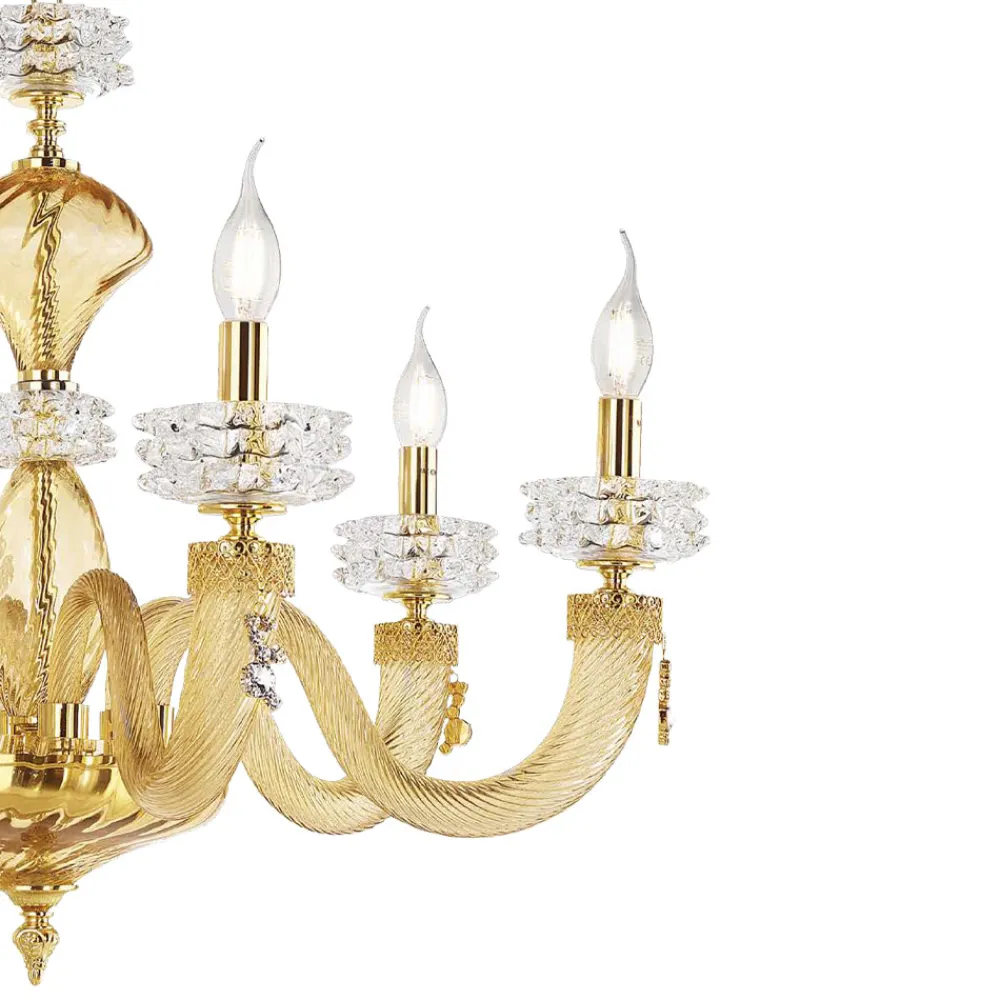 Viadurini Lighting Klassische Kronleuchter-Klassischer Kronleuchter 12 Lichter aus handgefertigtem italienischem Luxusglas - Saline