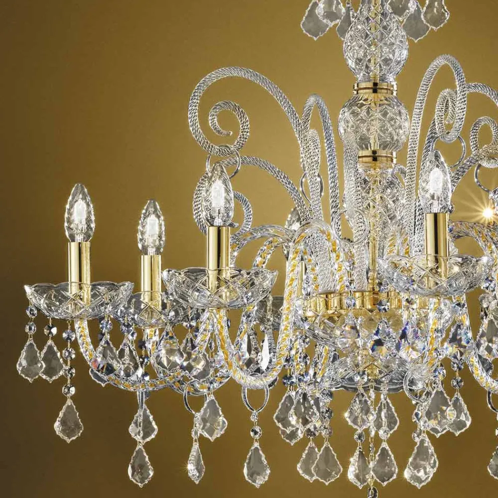 Viadurini Lighting Klassische Kronleuchter-Klassischer Kronleuchter 8 Lichter aus venezianischem Glas Made in Italy - Florentiner