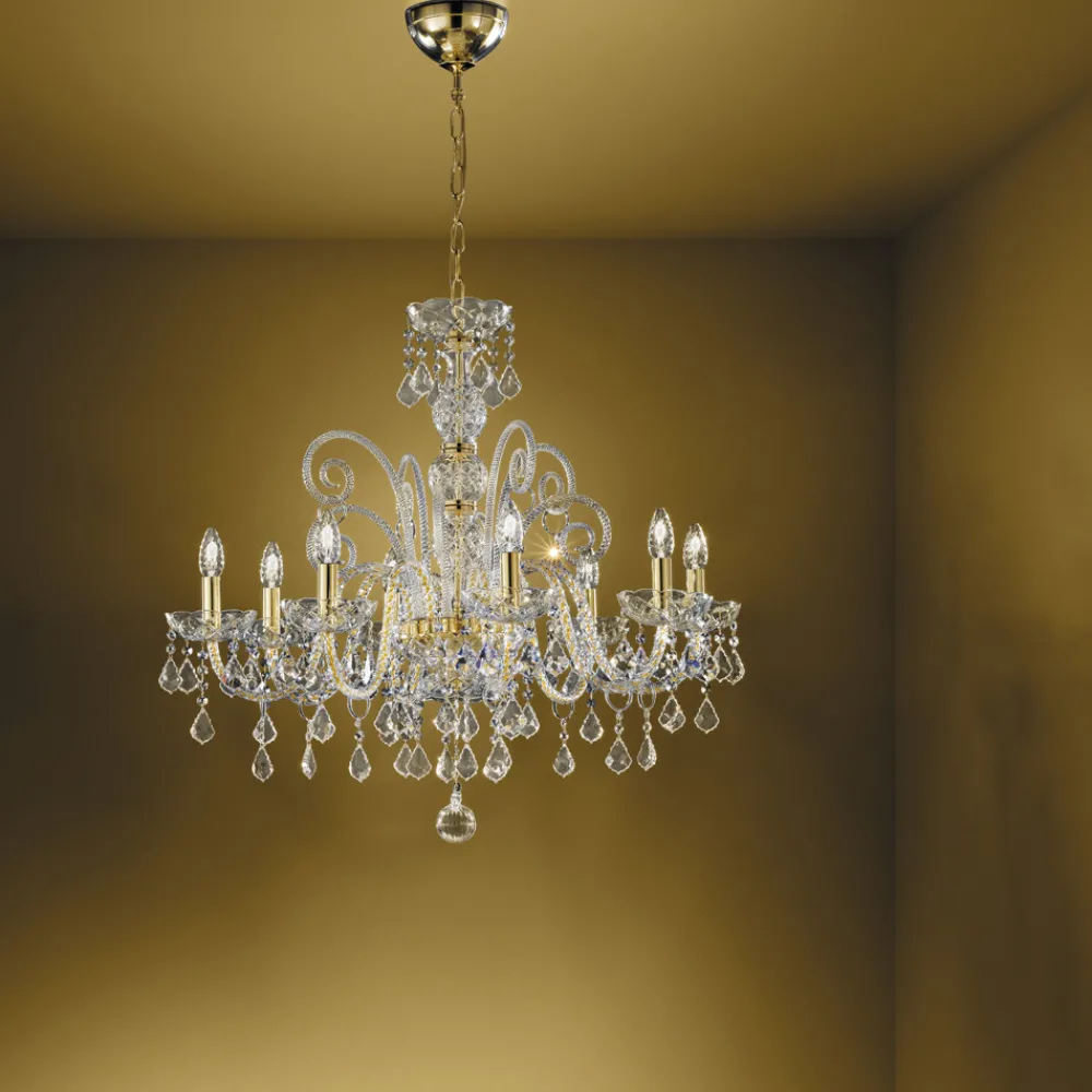 Viadurini Lighting Klassische Kronleuchter-Klassischer Kronleuchter 8 Lichter aus venezianischem Glas Made in Italy - Florentiner