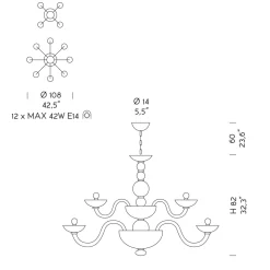 Viadurini Lighting Klassische Kronleuchter-Klassischer Kronleuchter 12 Lichter aus venezianischem Glas Made in Italy - Foscarino