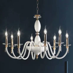 Viadurini Lighting Klassische Kronleuchter-Klassischer Kronleuchter mit 8 Lichtern aus mundgeblasenem Glas und Handdetails - Phaedra