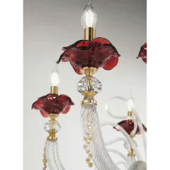 Viadurini Lighting Klassische Kronleuchter-Klassischer Kronleuchter 12 Lichter Geblasenes Glas Blumendetails - Bluminda