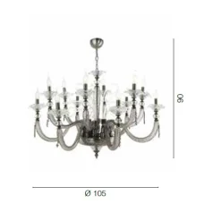 Viadurini Lighting Klassische Kronleuchter-Klassischer Kronleuchter 12 Lichter Geblasenes Glas Blumendetails - Bluminda