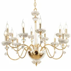 Viadurini Lighting Klassische Kronleuchter-Klassischer Kronleuchter mit 12 Lichtern aus Porzellan und luxuriösem mundgeblasenem Glas - Eteria