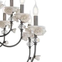 Viadurini Lighting Klassische Kronleuchter-Klassischer Kronleuchter mit 12 Lichtern aus Porzellan und luxuriösem mundgeblasenem Glas - Eteria