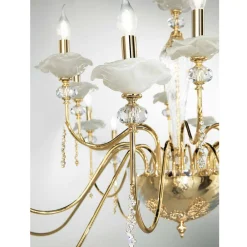 Viadurini Lighting Klassische Kronleuchter-Klassischer Kronleuchter mit 18 Lichtern aus Glas, Kristall und Luxusmetall - Flandern