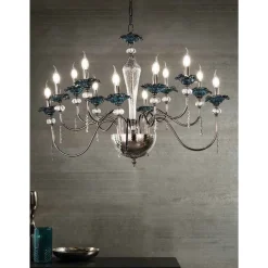 Viadurini Lighting Klassische Kronleuchter-Klassischer Kronleuchter mit 12 Lichtern aus Glas, Kristall und Luxusmetall - Flandern