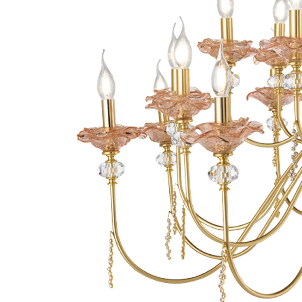 Viadurini Lighting Klassische Kronleuchter-Klassischer Kronleuchter mit 12 Lichtern aus Glas, Kristall und Luxusmetall - Flandern