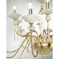 Viadurini Lighting Klassische Kronleuchter-Klassischer Kronleuchter mit 12 Lichtern aus Glas, Kristall und Luxusmetall - Flandern