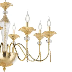 Viadurini Lighting Klassische Kronleuchter-Klassischer Kronleuchter mit 12 Lichtern aus Glas, Kristall und Luxusmetall - Flandern