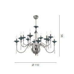 Viadurini Lighting Klassische Kronleuchter-Klassischer Kronleuchter mit 12 Lichtern aus Glas, Kristall und Luxusmetall - Flandern