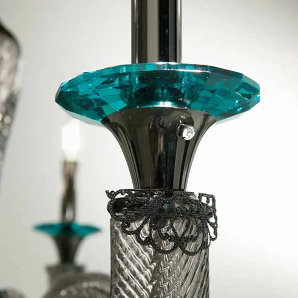 Viadurini Lighting Klassische Kronleuchter-Klassischer Kronleuchter 12 Lichter aus handwerklichem Glas und Kristallen - Magrena