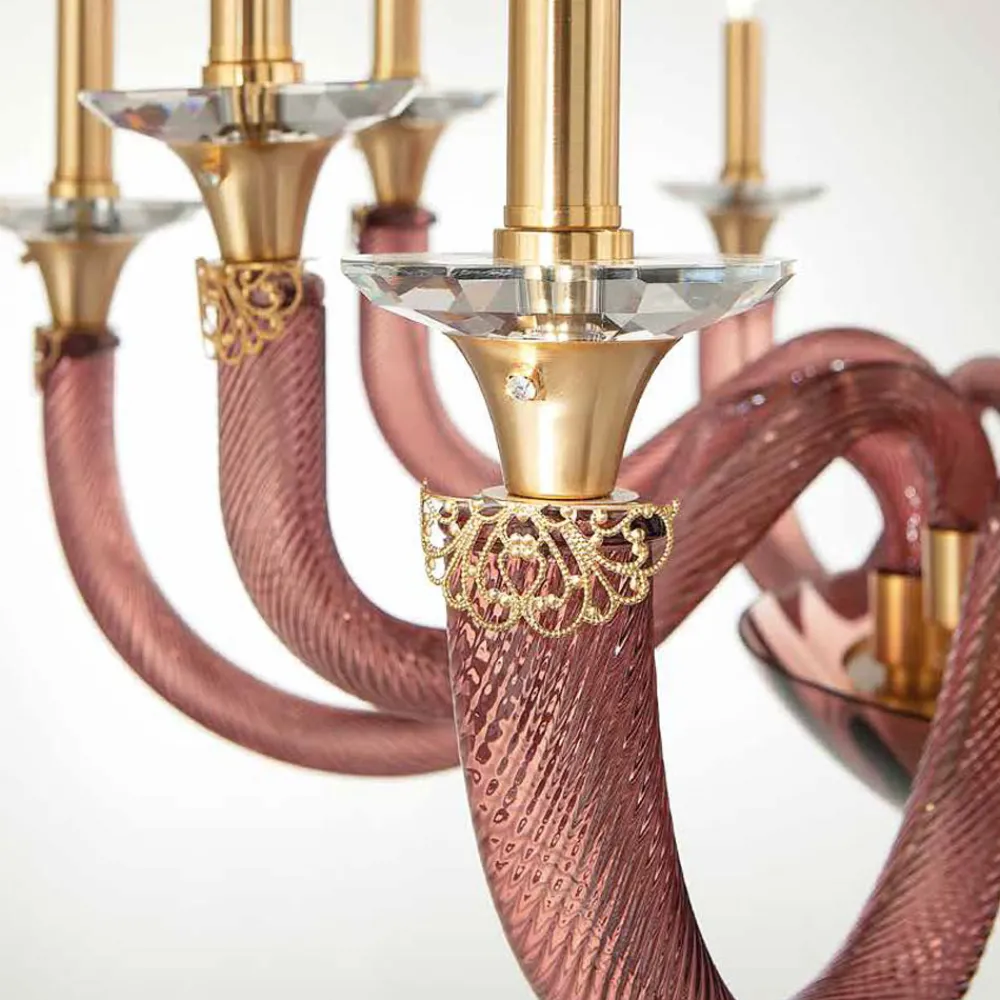 Viadurini Lighting Klassische Kronleuchter-Klassischer Kronleuchter 12 Lichter aus handwerklichem Glas und Kristallen - Magrena