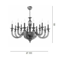 Viadurini Lighting Klassische Kronleuchter-Klassischer Kronleuchter 12 Lichter aus handwerklichem Glas und Kristallen - Magrena