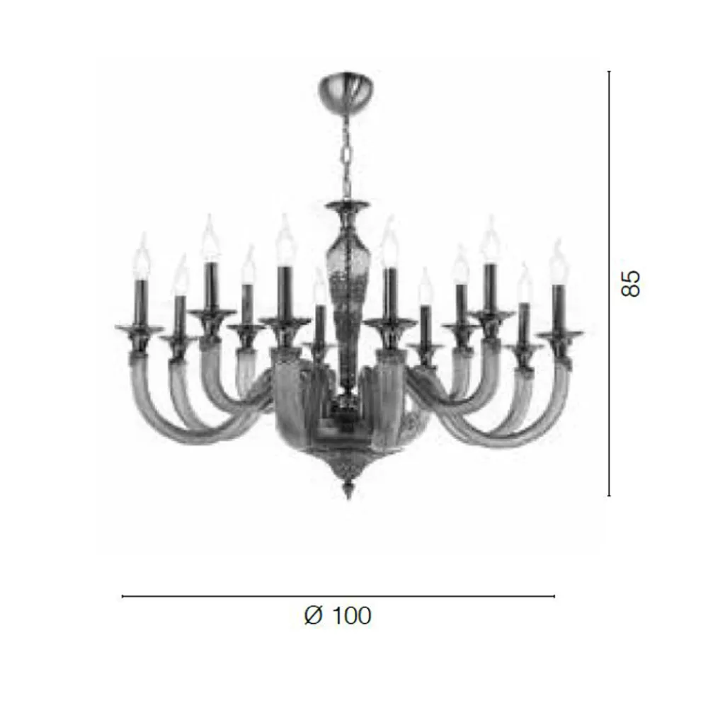 Viadurini Lighting Klassische Kronleuchter-Klassischer Kronleuchter 12 Lichter aus handwerklichem Glas und Kristallen - Magrena